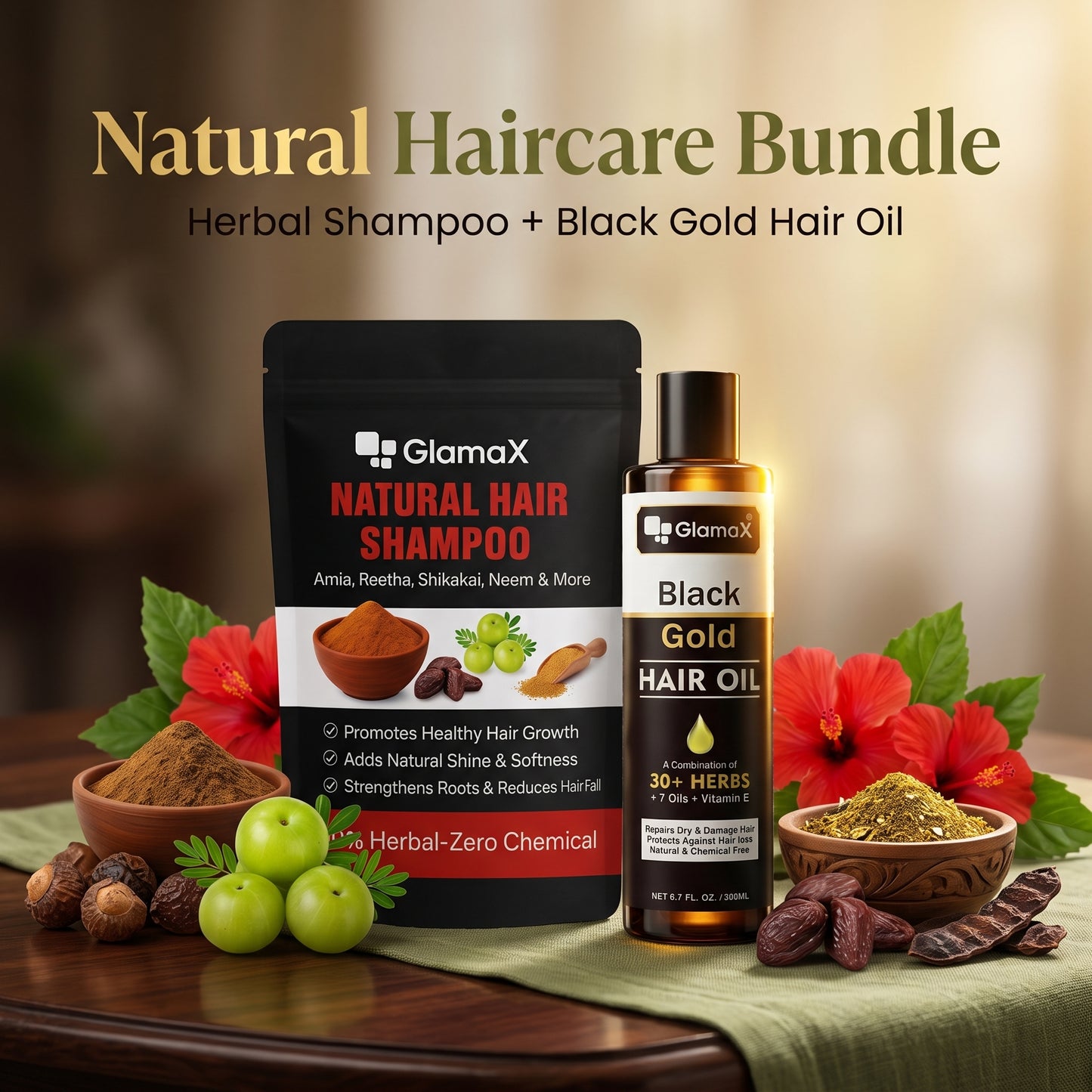 Glamax Hair Care Bundle - Shampoo + Hair Oil